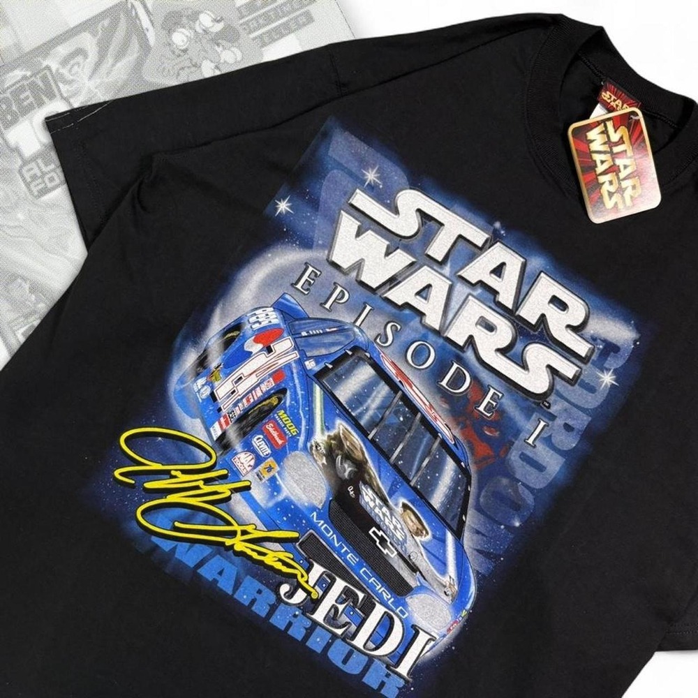 Vintage 90s Star Wars Episode 1 Jeff Gordon Nascar Tee Black XL NWT 1999